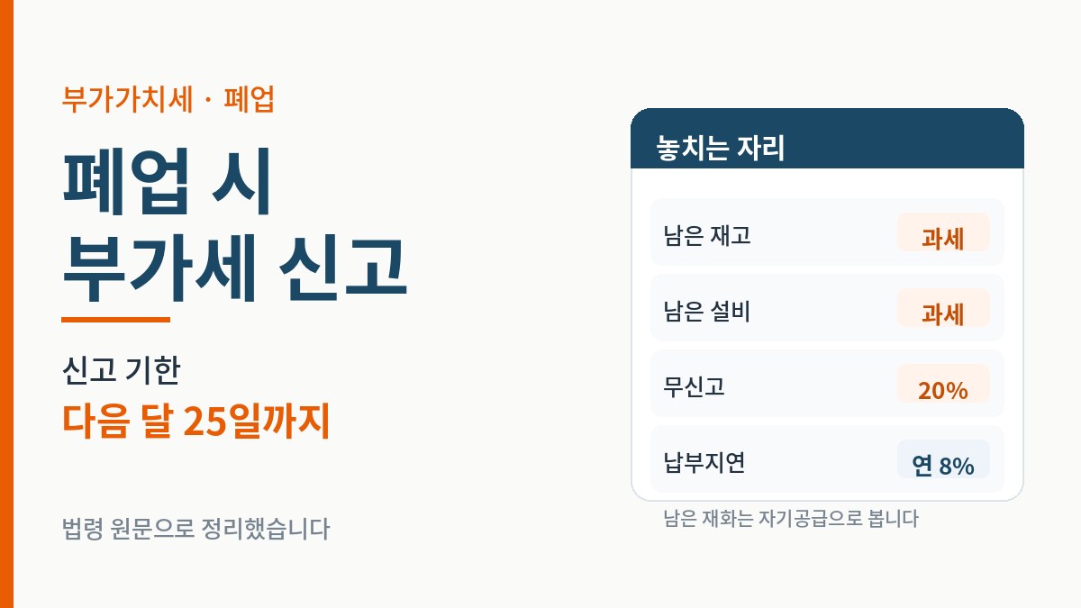 폐업 시 부가세 신고 기한 다음 달 25일과 남은 재고 과세