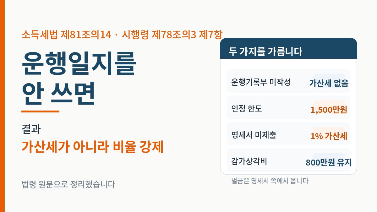 운행일지를 안 쓰면 가산세가 아니라 업무사용비율이 강제된다