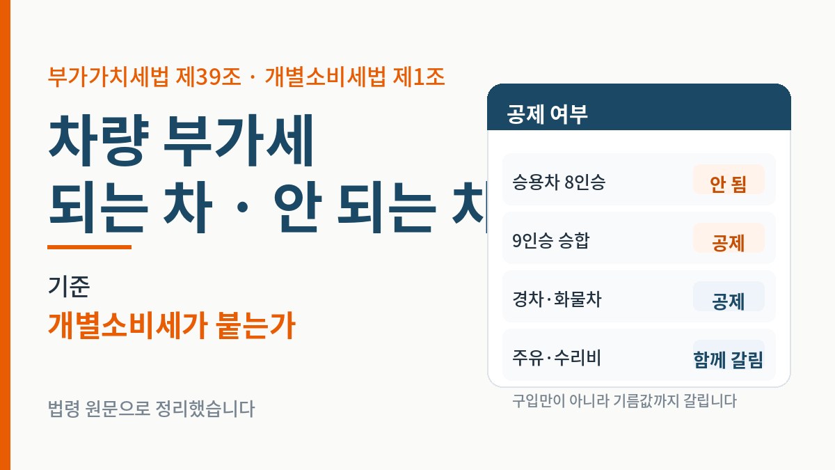 차량 부가세 공제 요약 - 승용차 불공제, 9인승·경차·화물차 공제